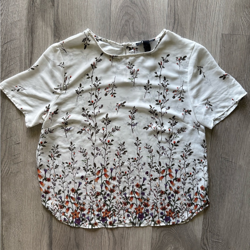 Forever 21 White Boxy Blouse Short Sleeve